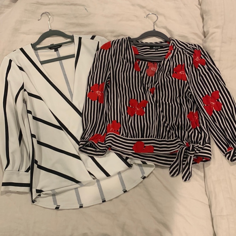 Bundle of 2 faux wrap shirts madewell banana republic